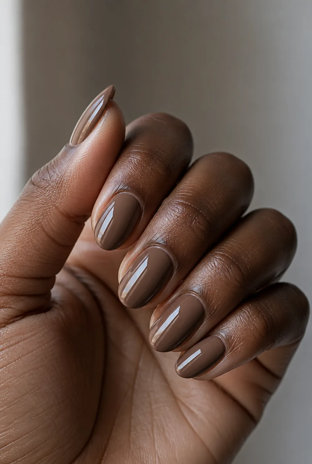 café mocha nail art on deep brown skin