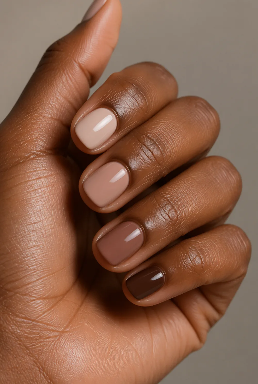 skittle ombre nail art on deep brown skin