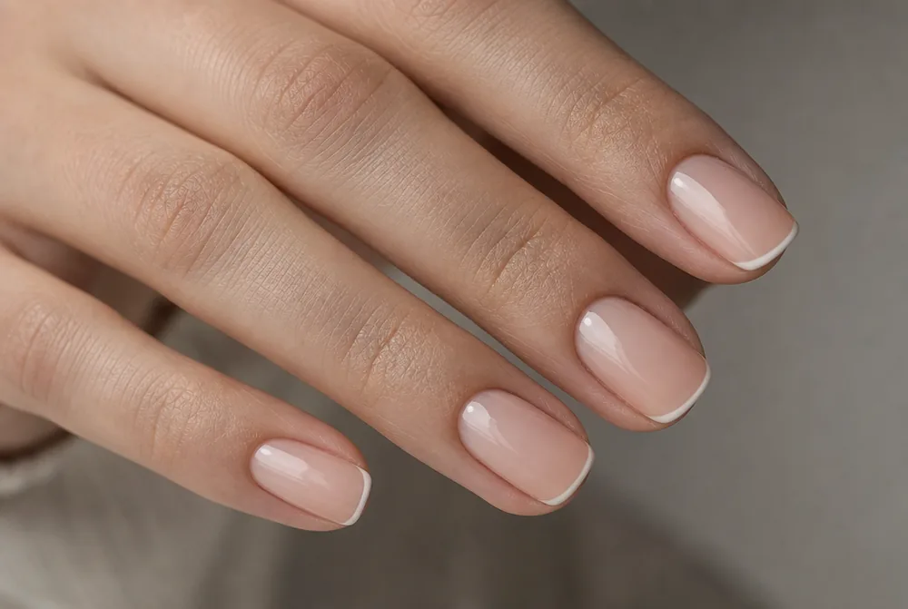 ombre nails with a micro French tip line