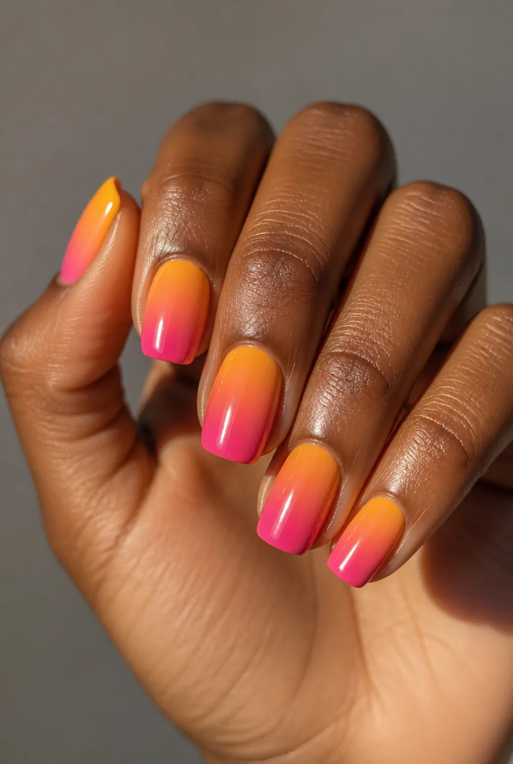 sunset ombre nail art on deep brown skin - PolishedAndPrettyNails.com sunset ombre nail art on deep brown skin