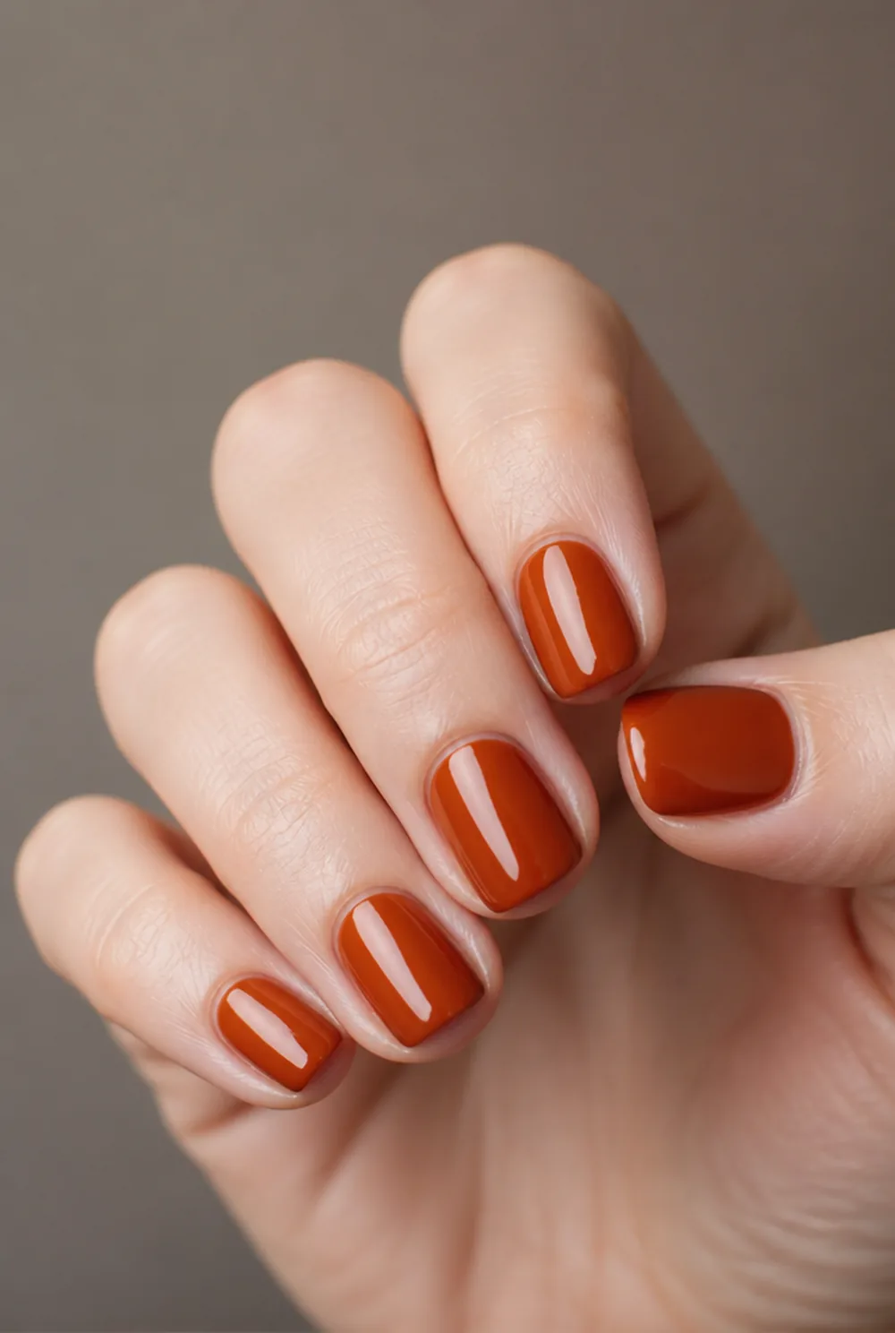 rust nail art on fair skin short length - PolishedAndPrettyNails.com rust nail art on fair skin, short length