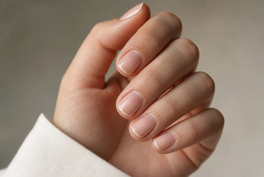 outline French minimalist nails with thin border
