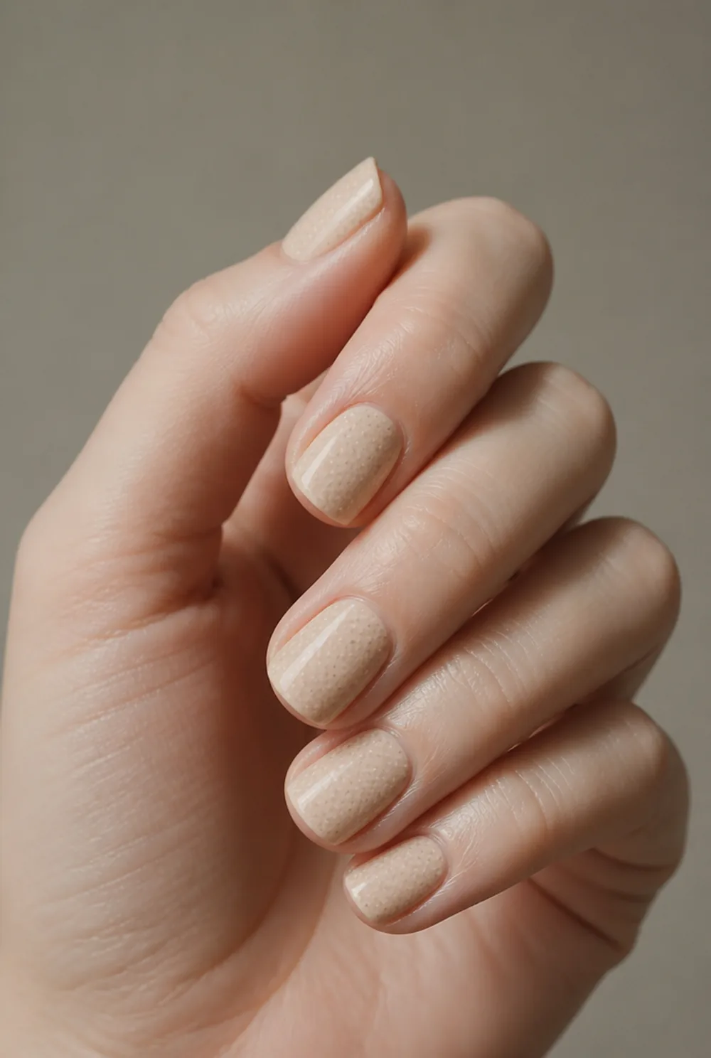 tonal dots nail art on fair skin, short length
