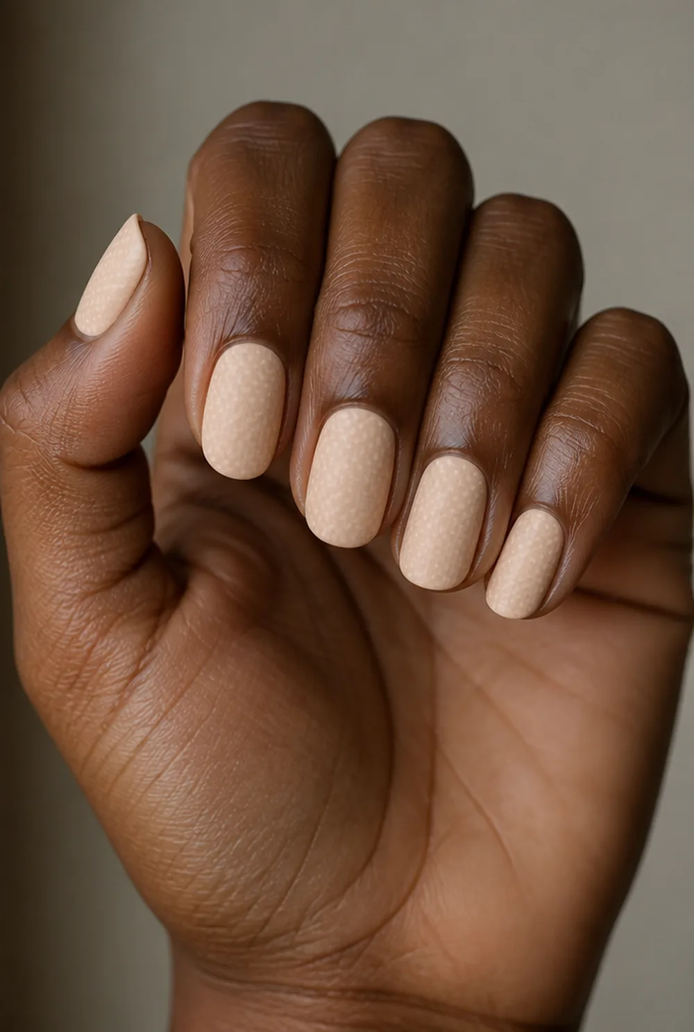 tonal dots nail art on deep brown skin
