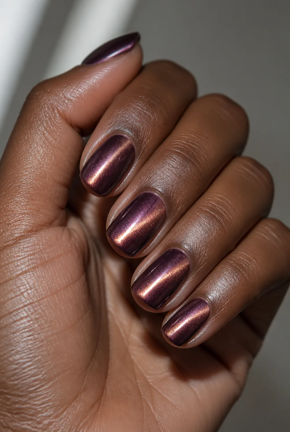 cat eye magnetic nail art on deep brown skin - PolishedAndPrettyNails.com cat eye magnetic nail art on deep brown skin