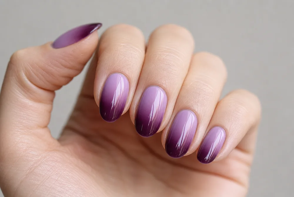 purple ombre nails fading lilac to plum