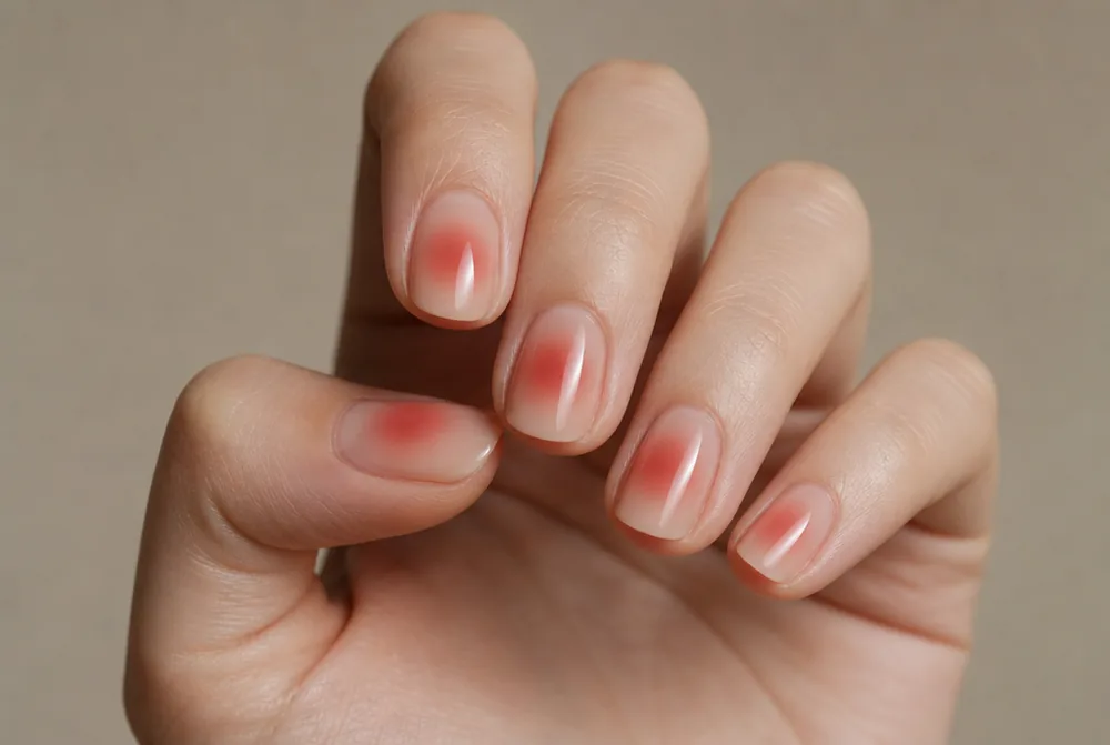 red aura nails with soft blurred centre glow