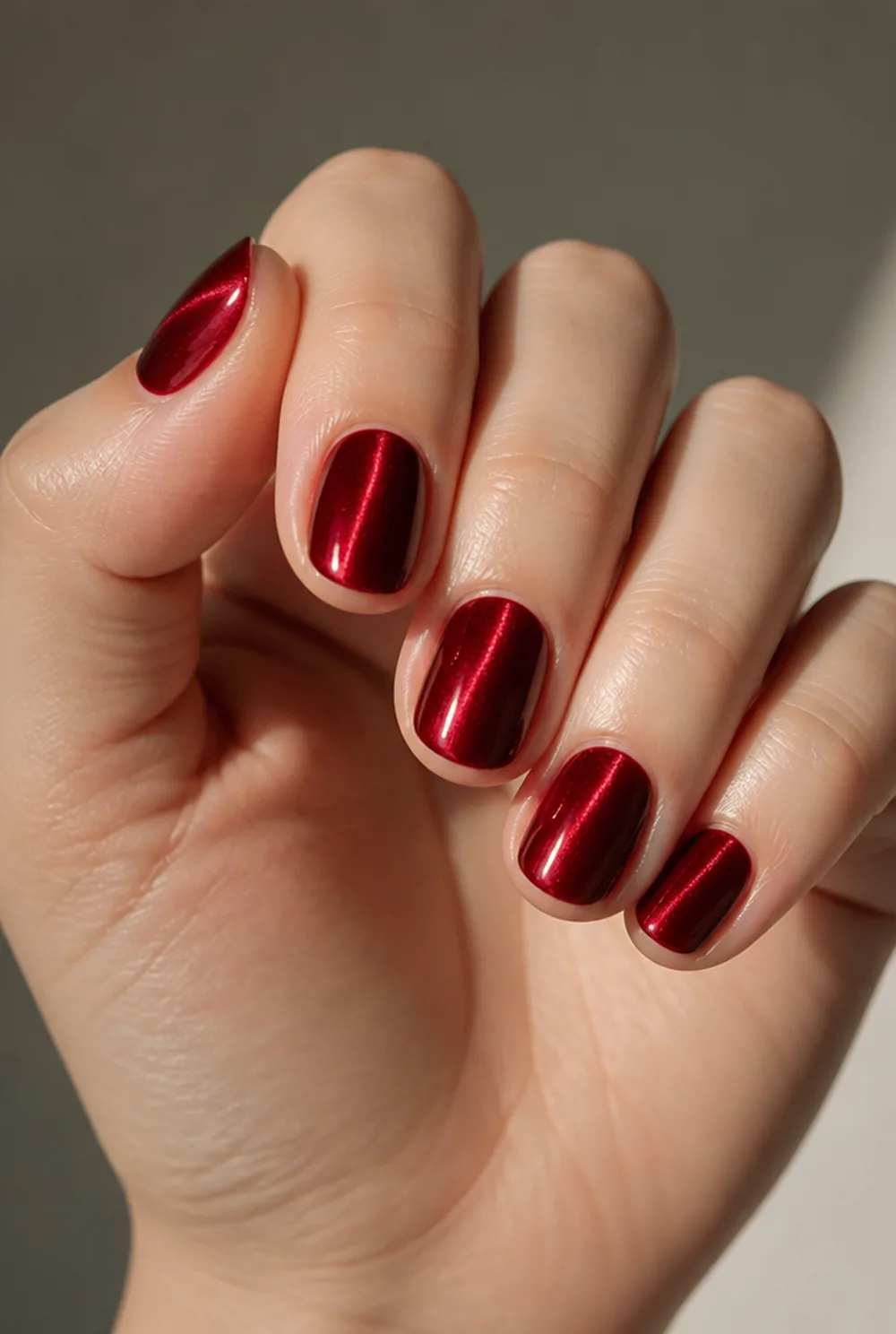 red cat eye nail art on fair skin short length - PolishedAndPrettyNails.com red cat eye nail art on fair skin, short length