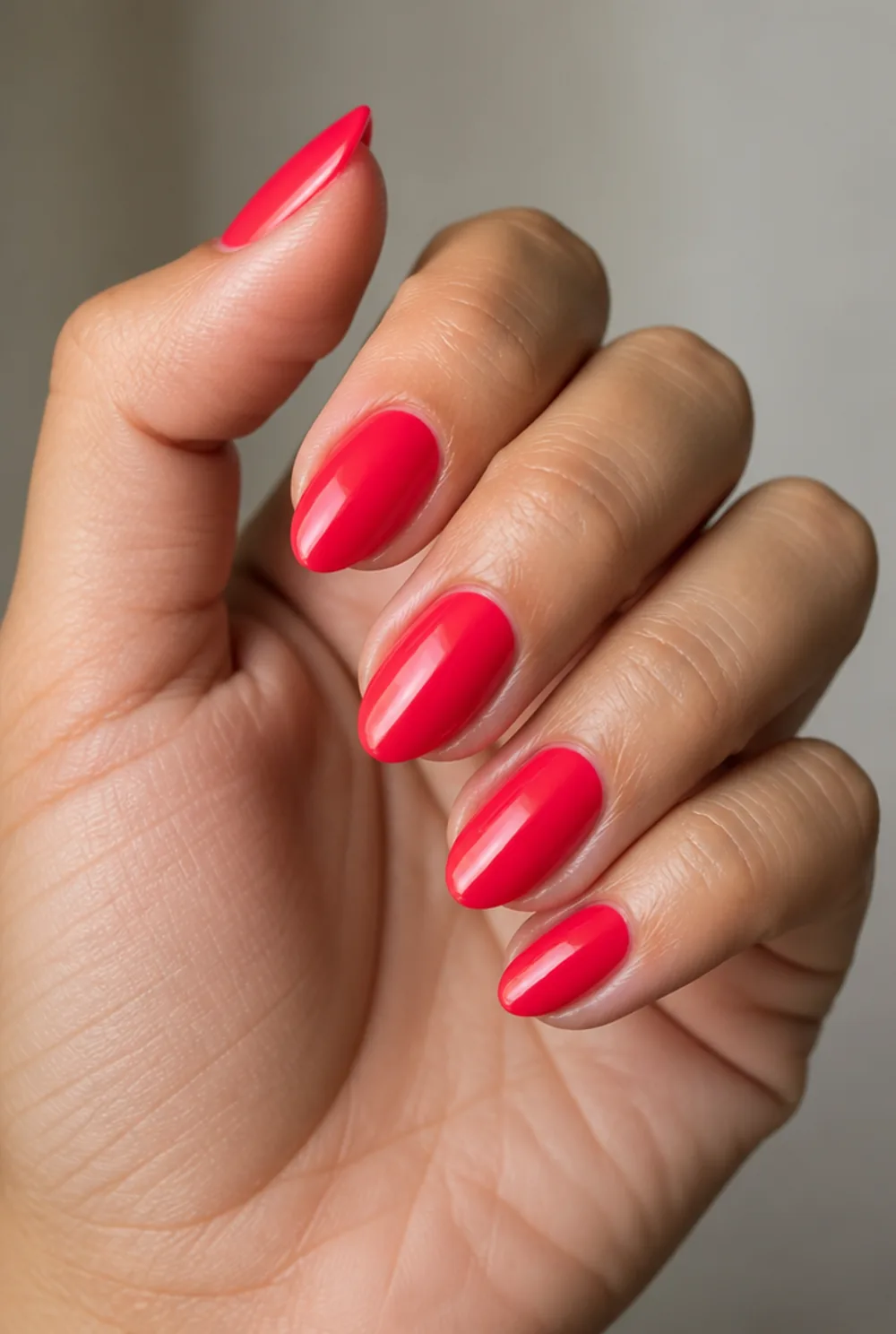 strawberry red nail art on olive skin long length - PolishedAndPrettyNails.com strawberry red nail art on olive skin, long length