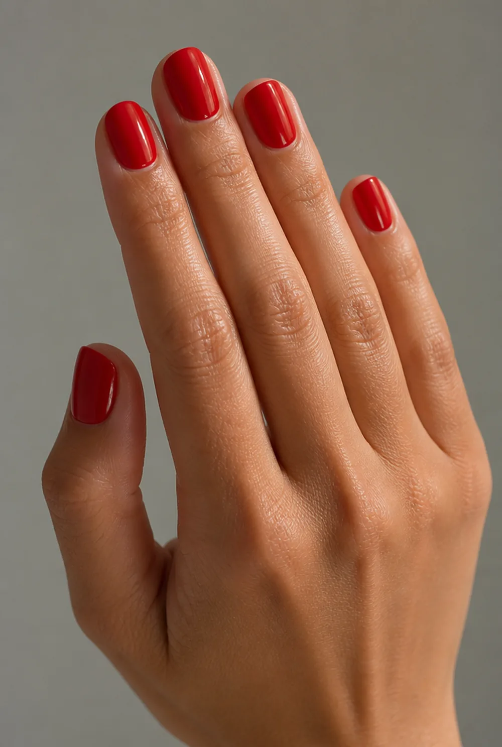 short red squoval nail art on olive skin long length - PolishedAndPrettyNails.com short red squoval nail art on olive skin, long length
