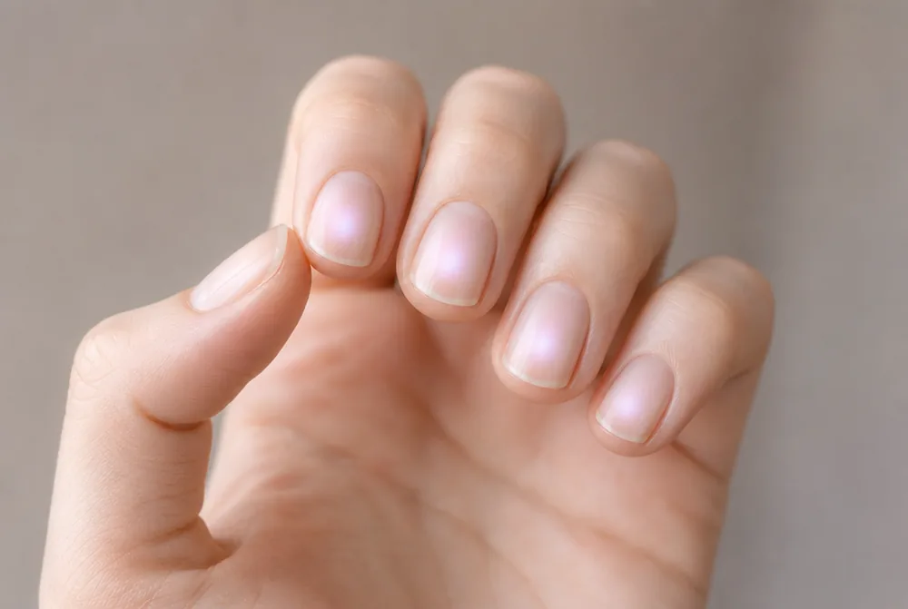 sheer aura nails with faint floating glow