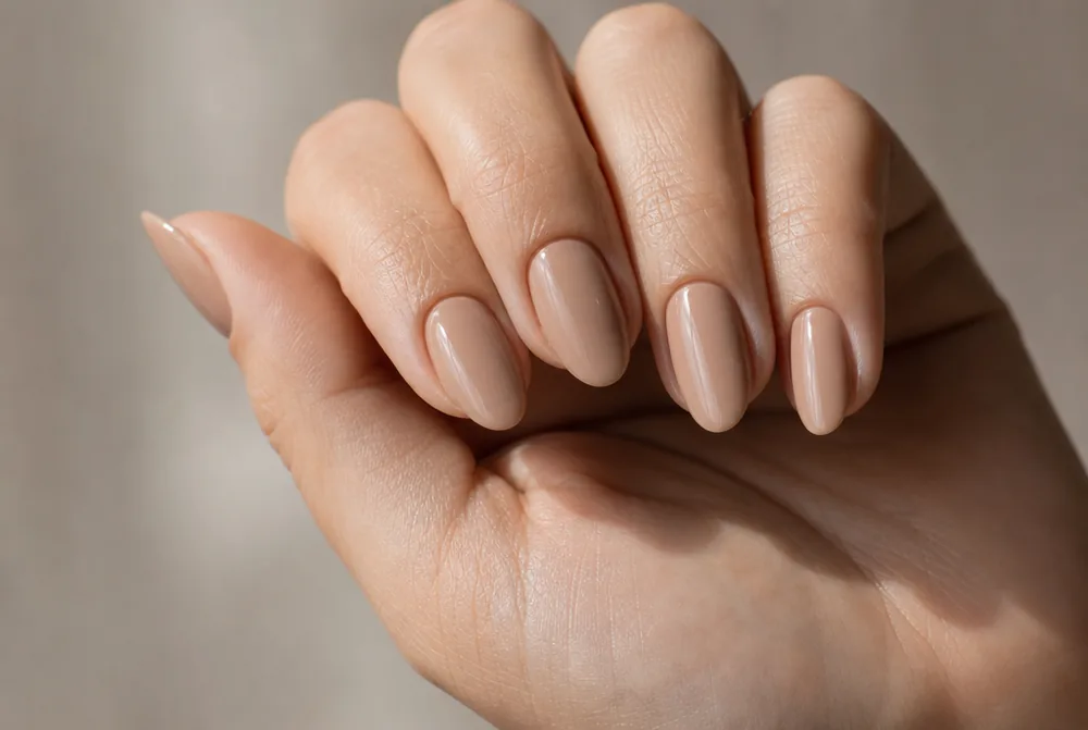 short almond nude press on nails