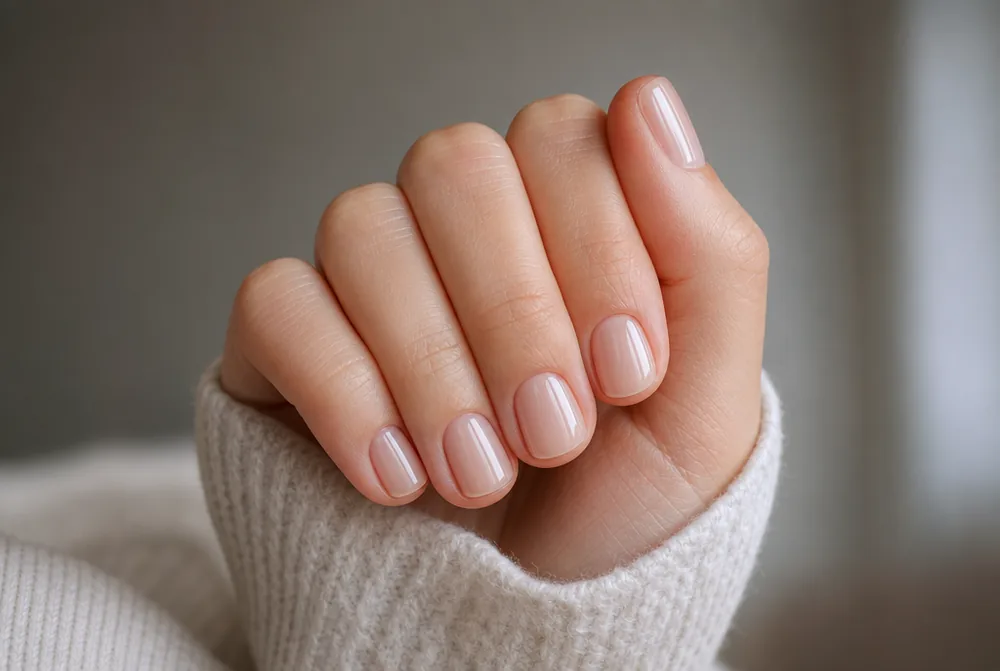 short squoval aura nails on natural length