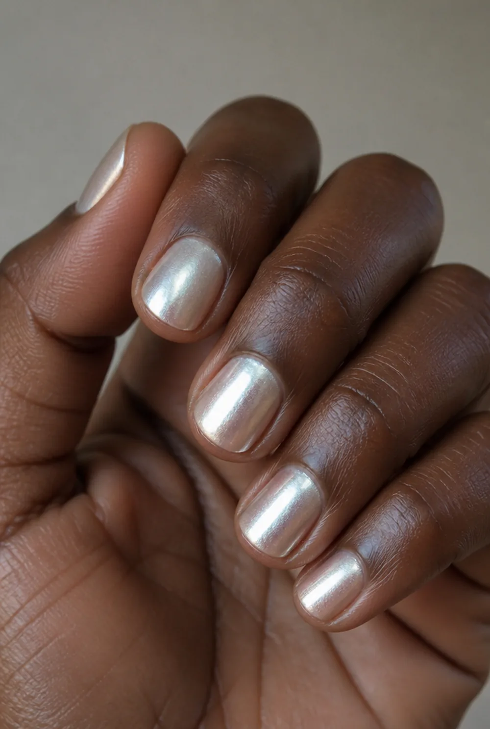 silver aura nail art on deep brown skin - PolishedAndPrettyNails.com silver aura nail art on deep brown skin