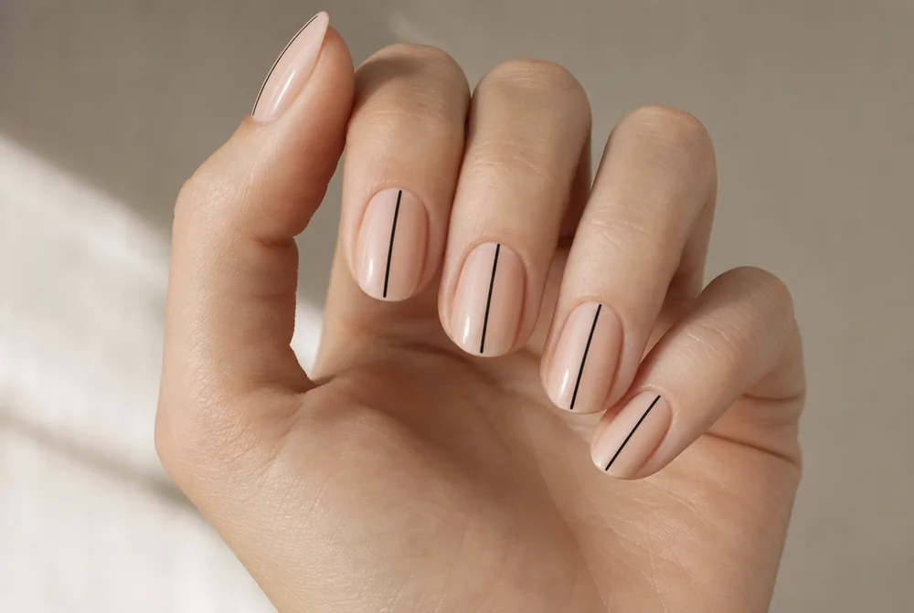 single vertical line minimalist nail art
