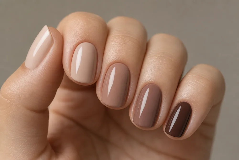 skittle ombre nails with each nail a different shade