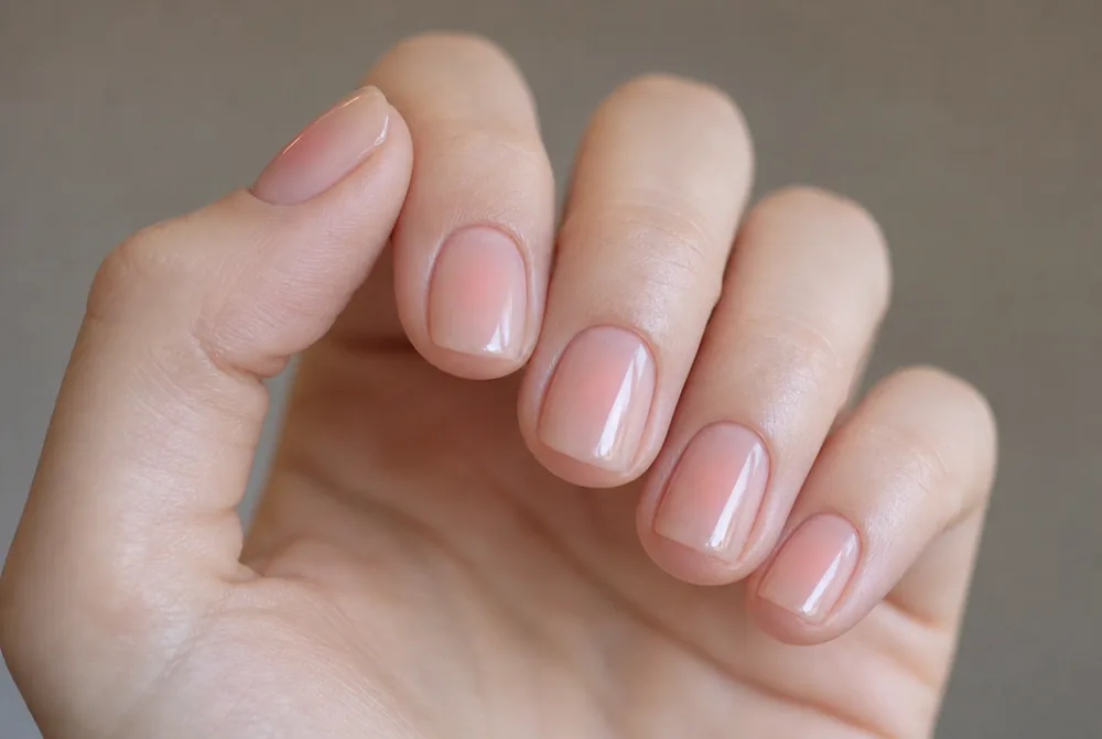 soft aura minimalist nails with faint glow
