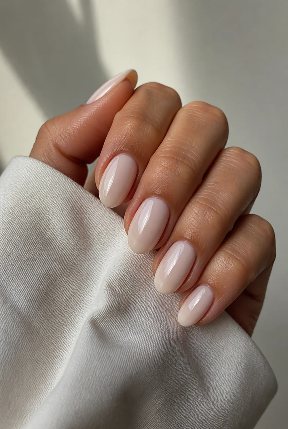 milky white nail art on olive skin long length - PolishedAndPrettyNails.com milky white nail art on olive skin, long length