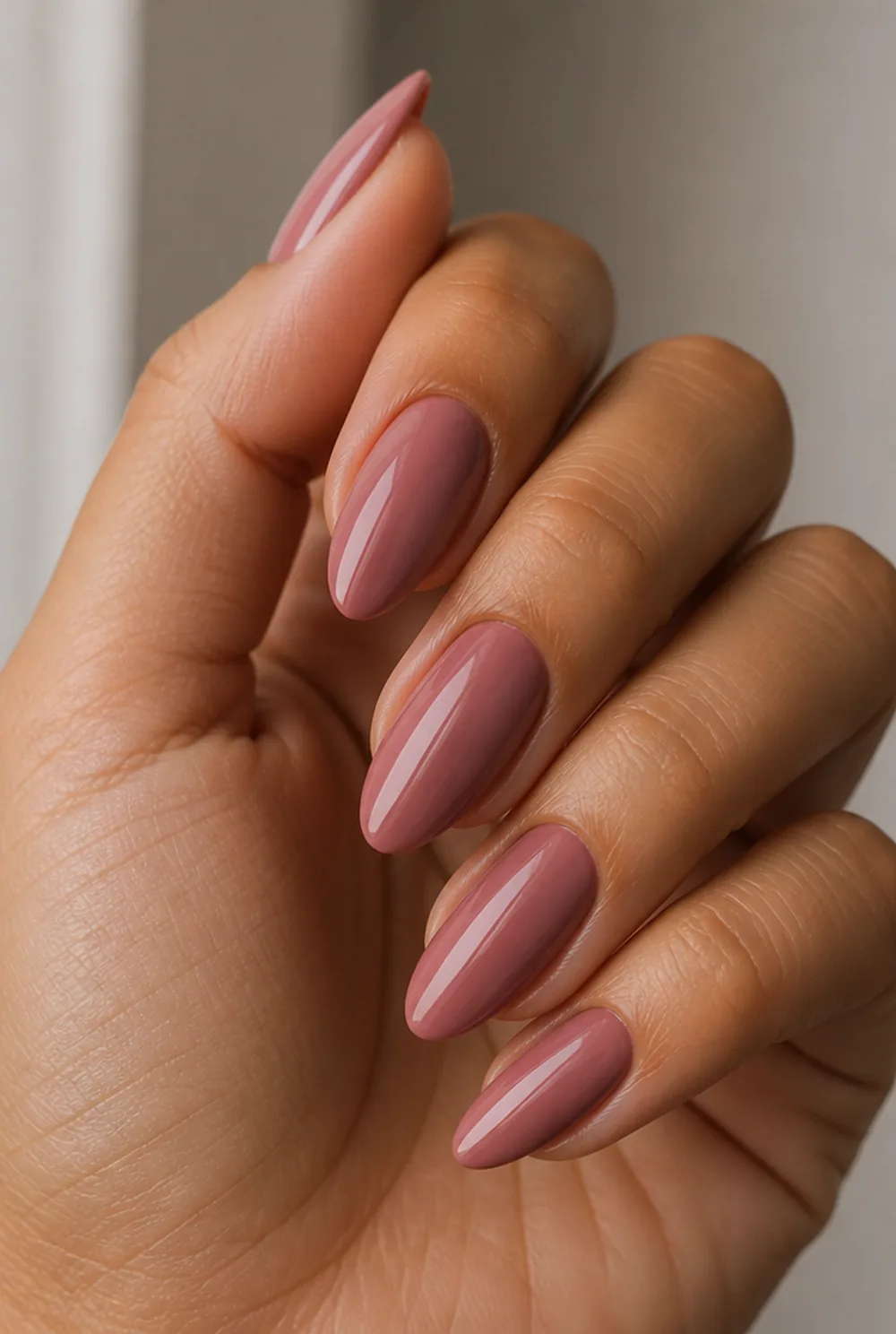 dusty rose nail art on olive skin long length - PolishedAndPrettyNails.com dusty rose nail art on olive skin, long length