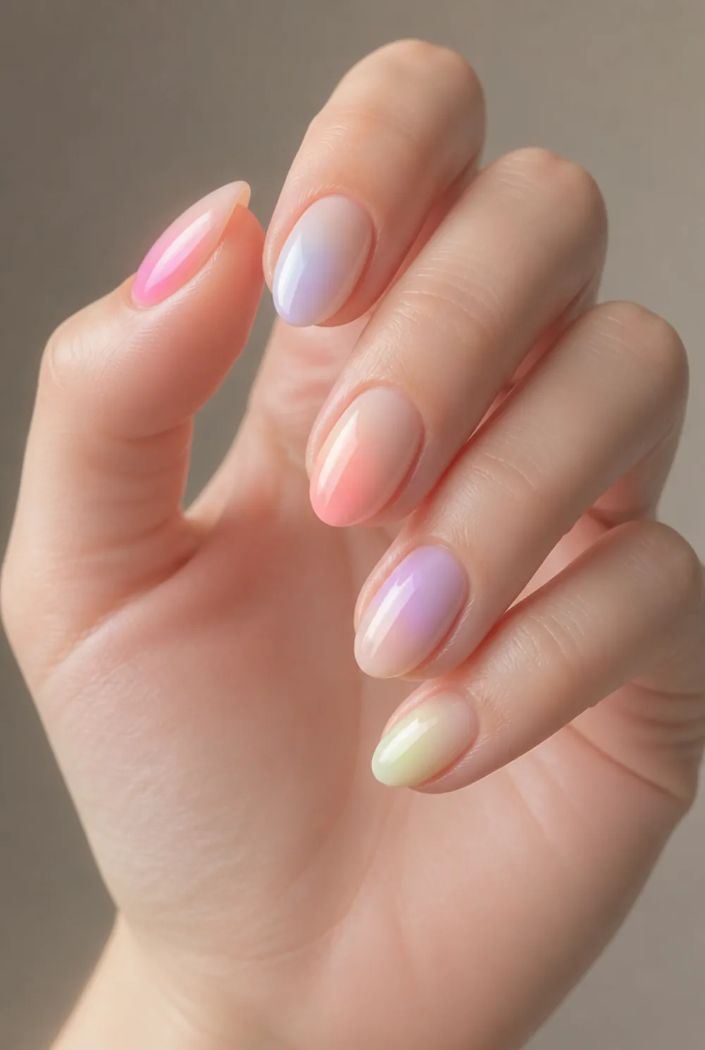 spring aura nail art on fair skin short length - PolishedAndPrettyNails.com spring aura nail art on fair skin, short length