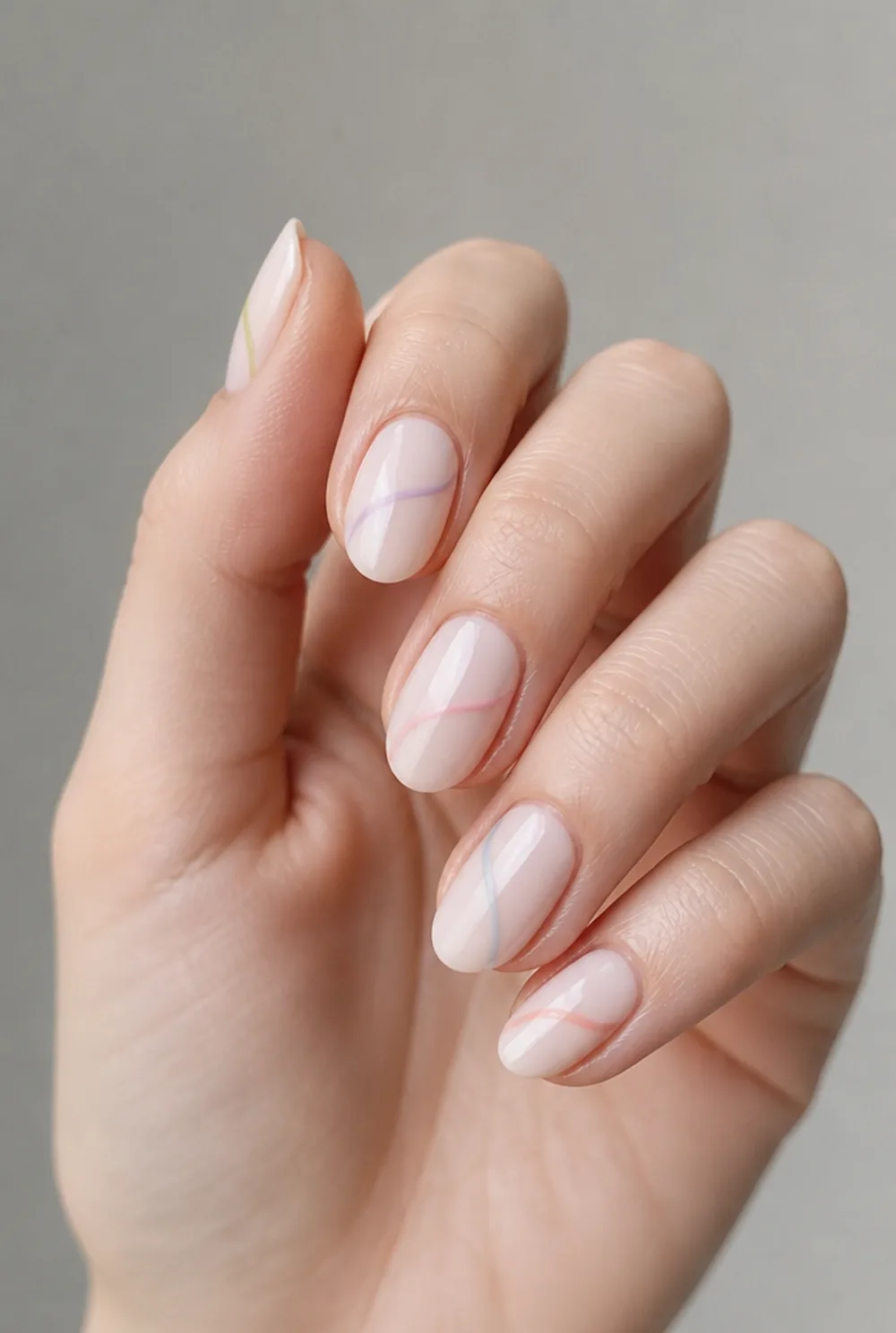 swirl nails nail art on fair skin short length - PolishedAndPrettyNails.com swirl nails nail art on fair skin, short length