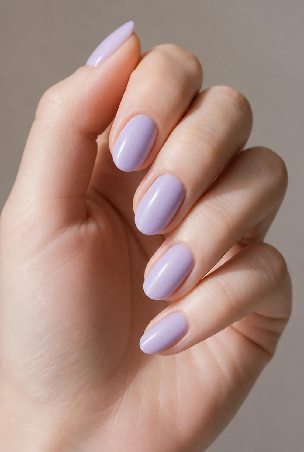 milky lilac nail art on fair skin short length - PolishedAndPrettyNails.com milky lilac nail art on fair skin, short length