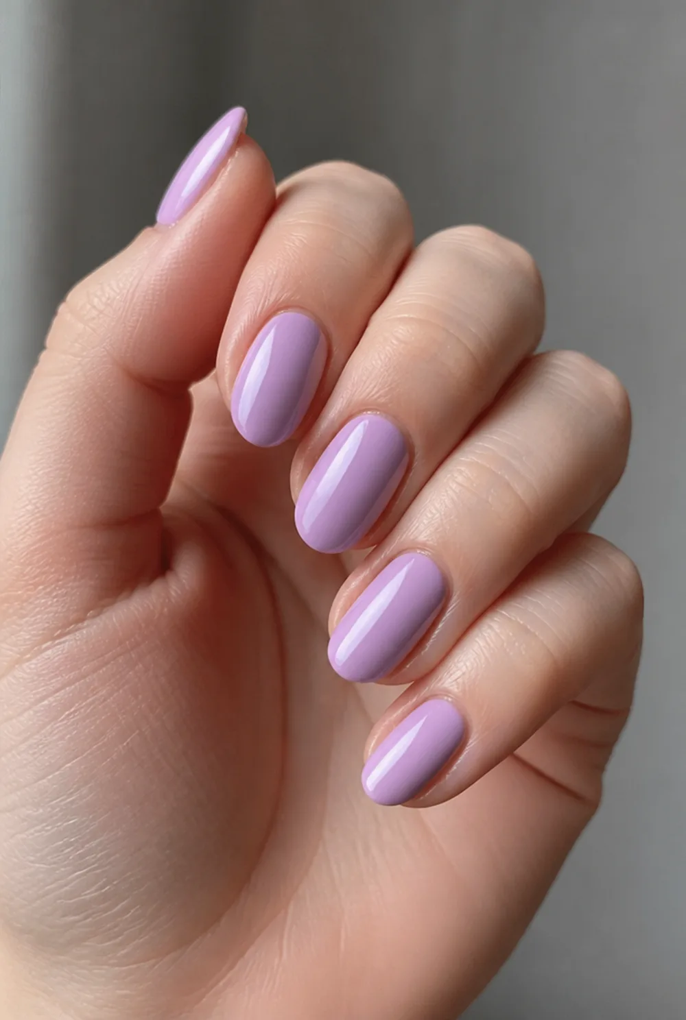 bright lilac nail art on fair skin short length - PolishedAndPrettyNails.com bright lilac nail art on fair skin, short length