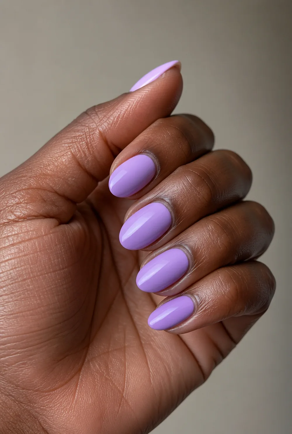 bright lilac nail art on deep brown skin - PolishedAndPrettyNails.com bright lilac nail art on deep brown skin