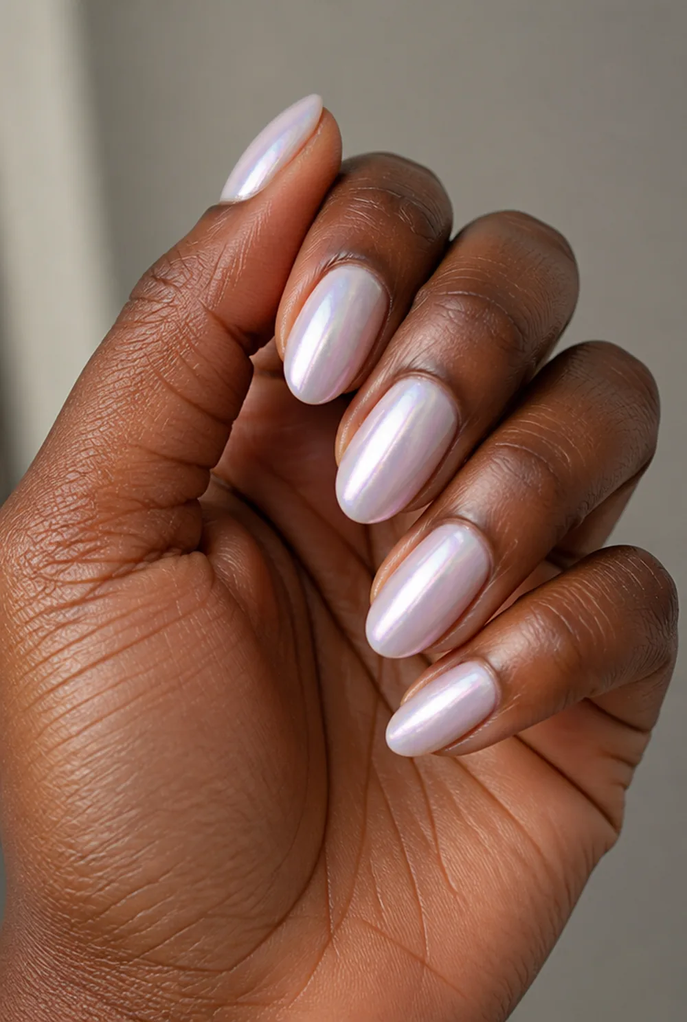 pearl glaze nail art on deep brown skin - PolishedAndPrettyNails.com pearl glaze nail art on deep brown skin