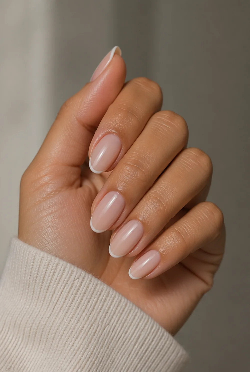 micro french nail art on olive skin long length - PolishedAndPrettyNails.com micro french nail art on olive skin, long length