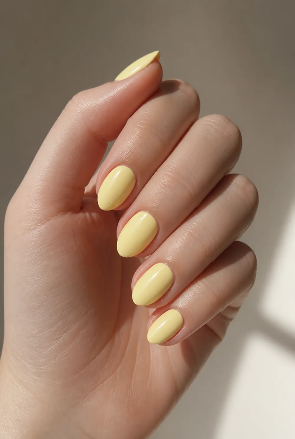 butter yellow nail art on fair skin short length - PolishedAndPrettyNails.com butter yellow nail art on fair skin, short length
