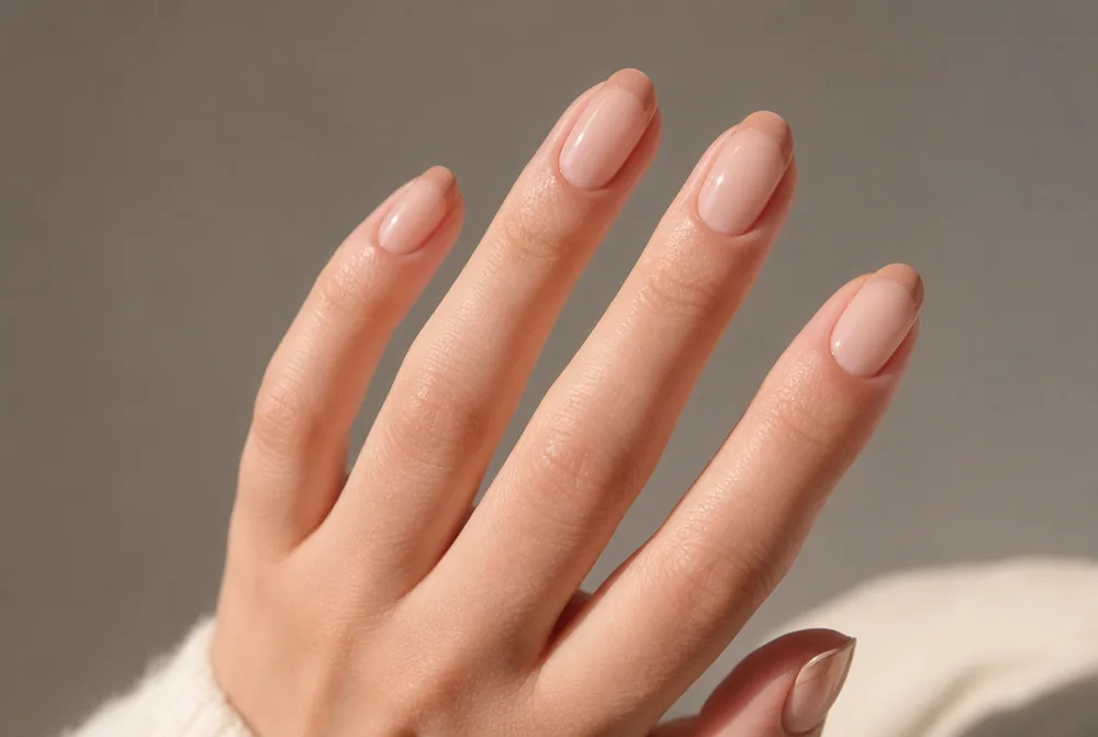 tonal nude French minimalist nails