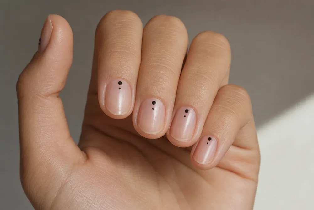 two dot cluster minimalist nail design
