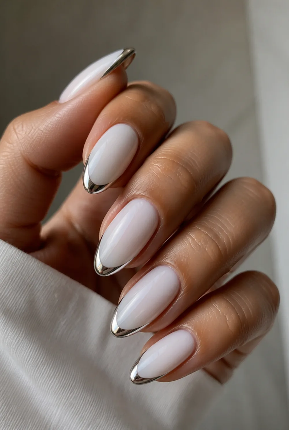 Milky White with Chrome Tips