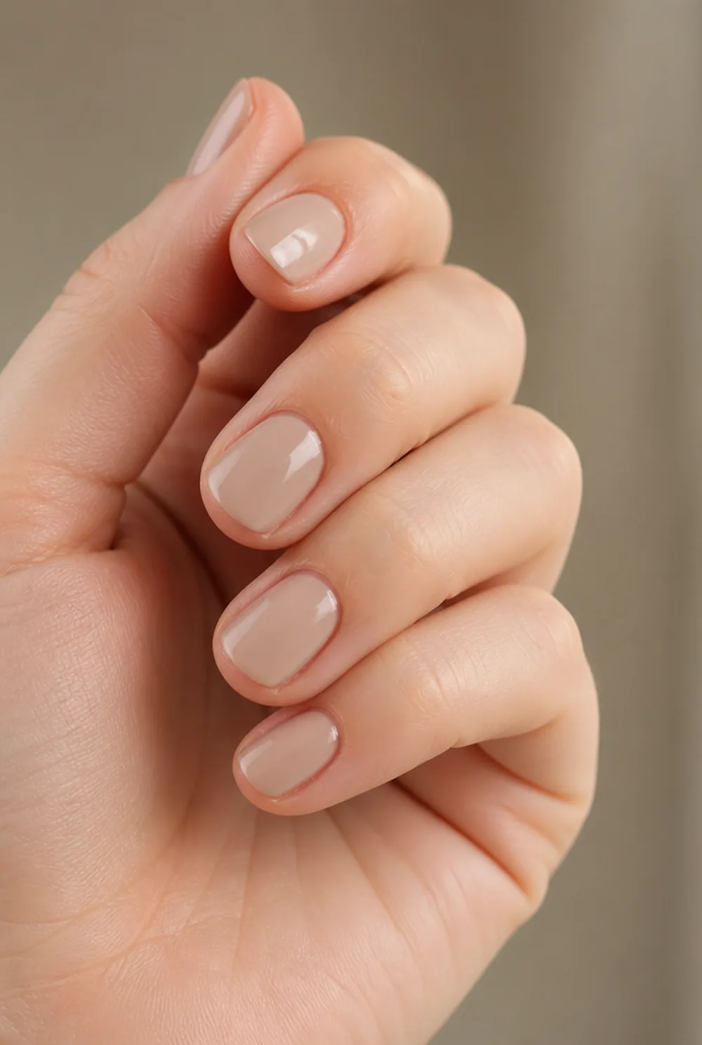 cashmere nude nail art on fair skin short length - PolishedAndPrettyNails.com cashmere nude nail art on fair skin, short length