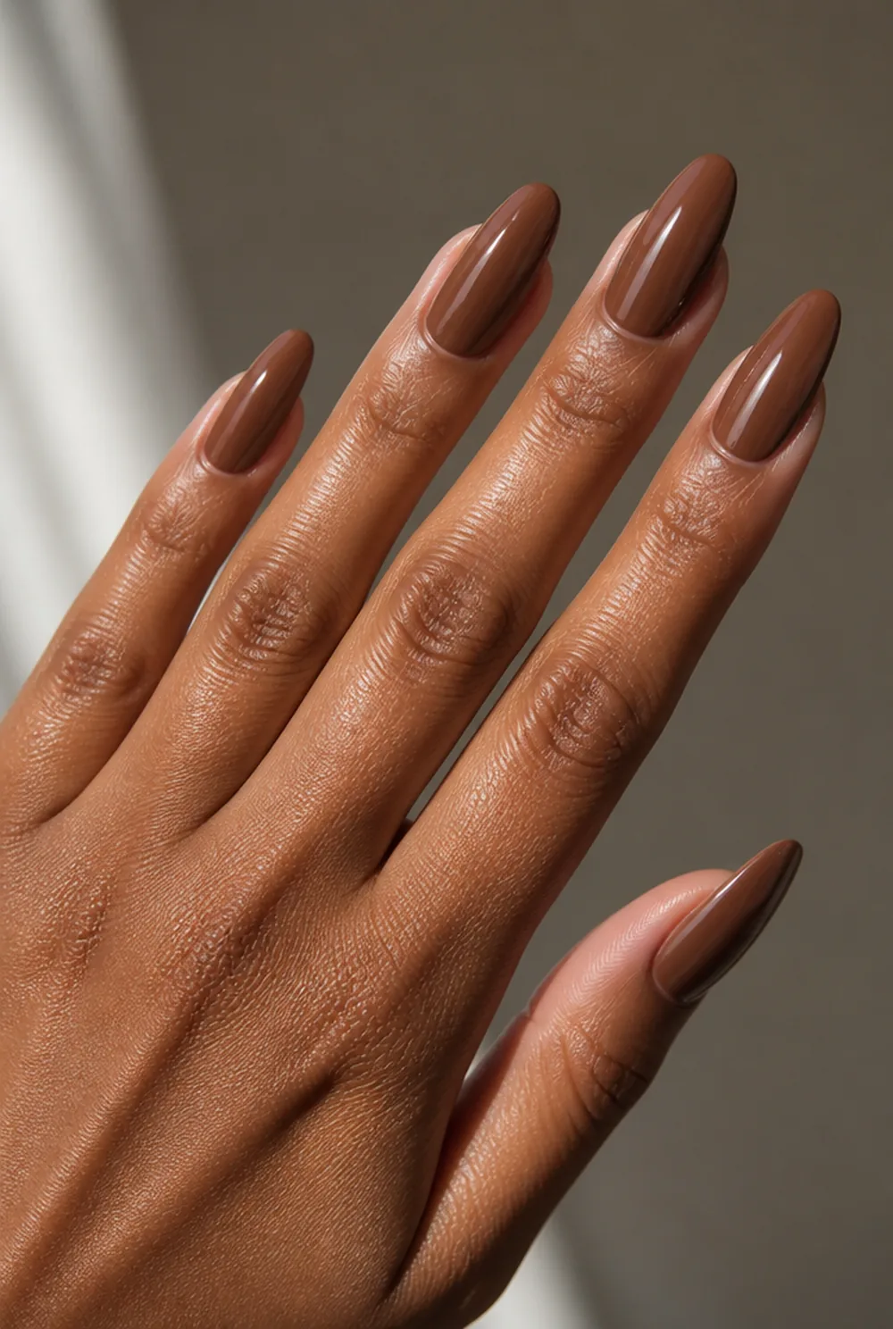 café mocha nail art on olive skin long length - PolishedAndPrettyNails.com café mocha nail art on olive skin, long length