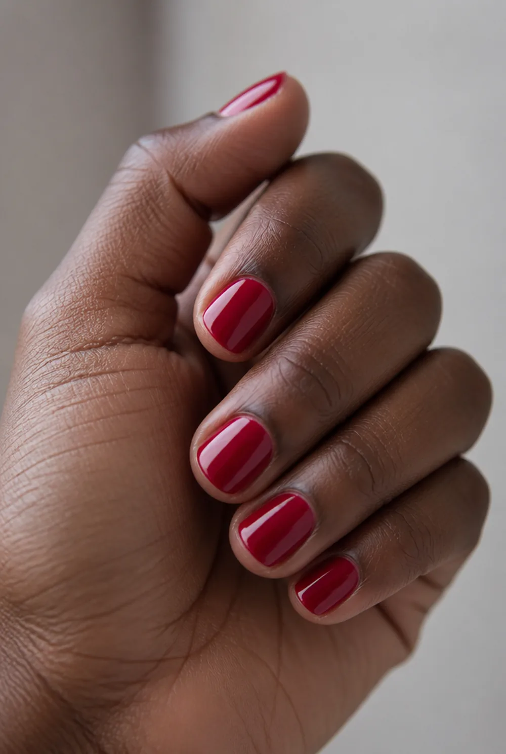 cranberry creme nail art on deep brown skin - PolishedAndPrettyNails.com cranberry creme nail art on deep brown skin