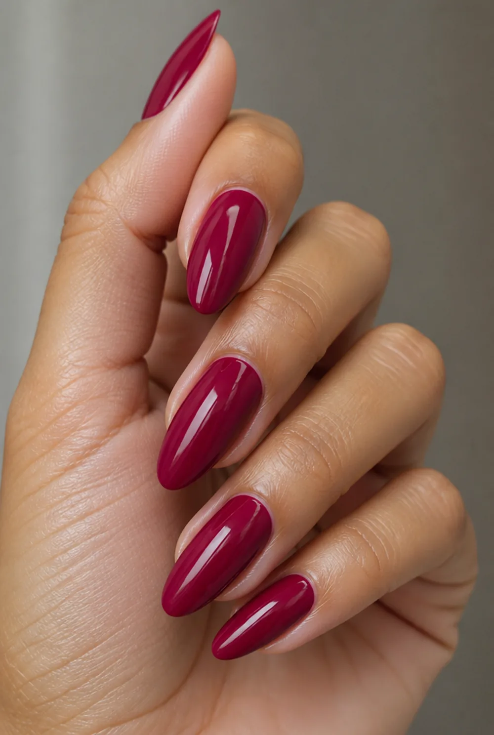 cranberry creme nail art on olive skin long length - PolishedAndPrettyNails.com cranberry creme nail art on olive skin, long length