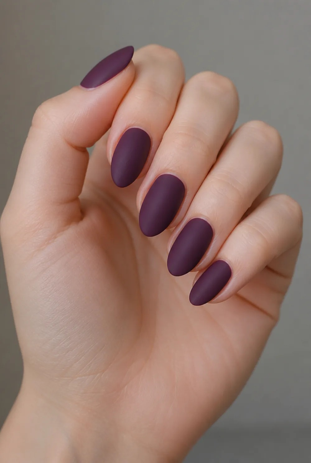 plum velvet nail art on fair skin short length - PolishedAndPrettyNails.com plum velvet nail art on fair skin, short length