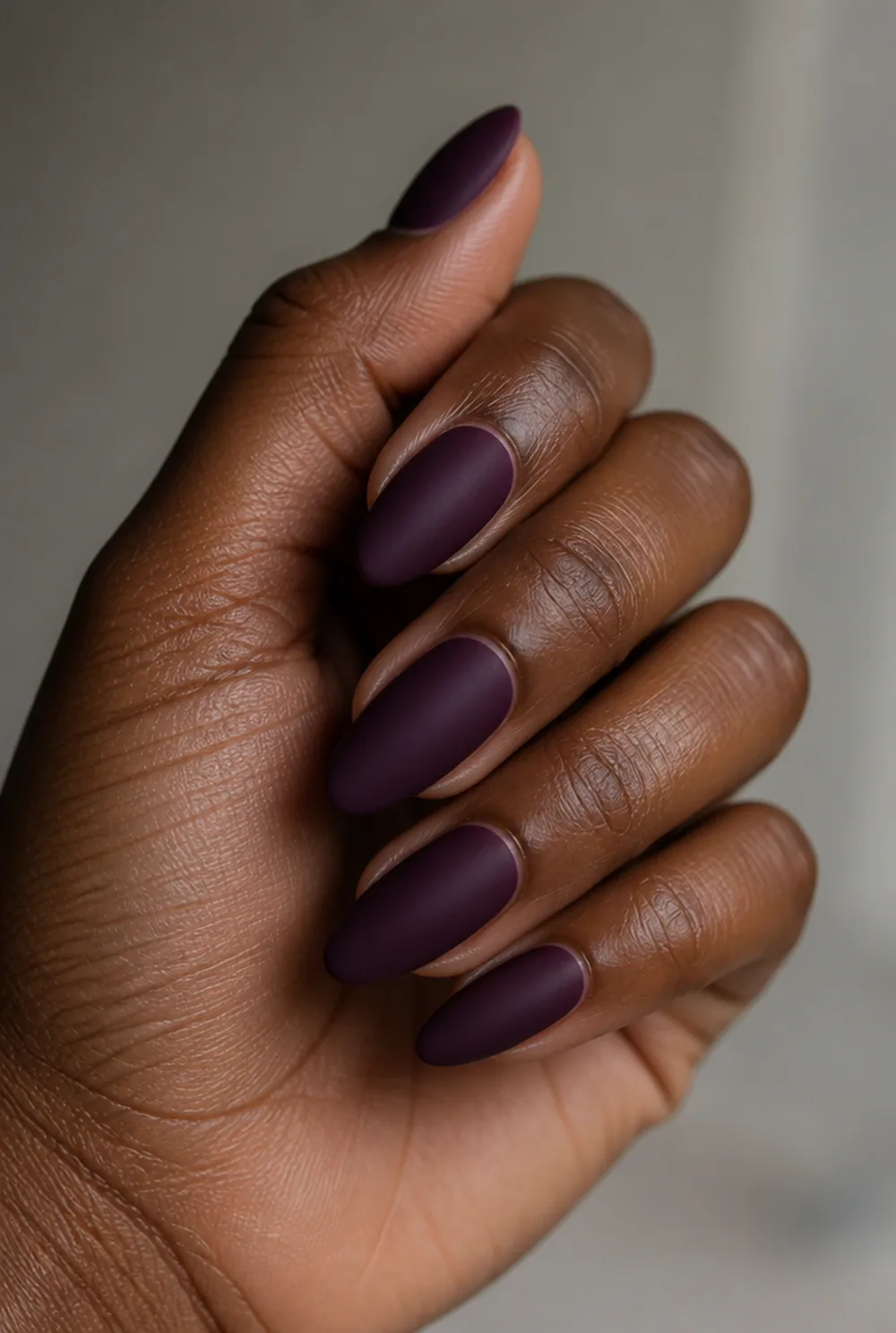 plum velvet nail art on deep brown skin - PolishedAndPrettyNails.com plum velvet nail art on deep brown skin