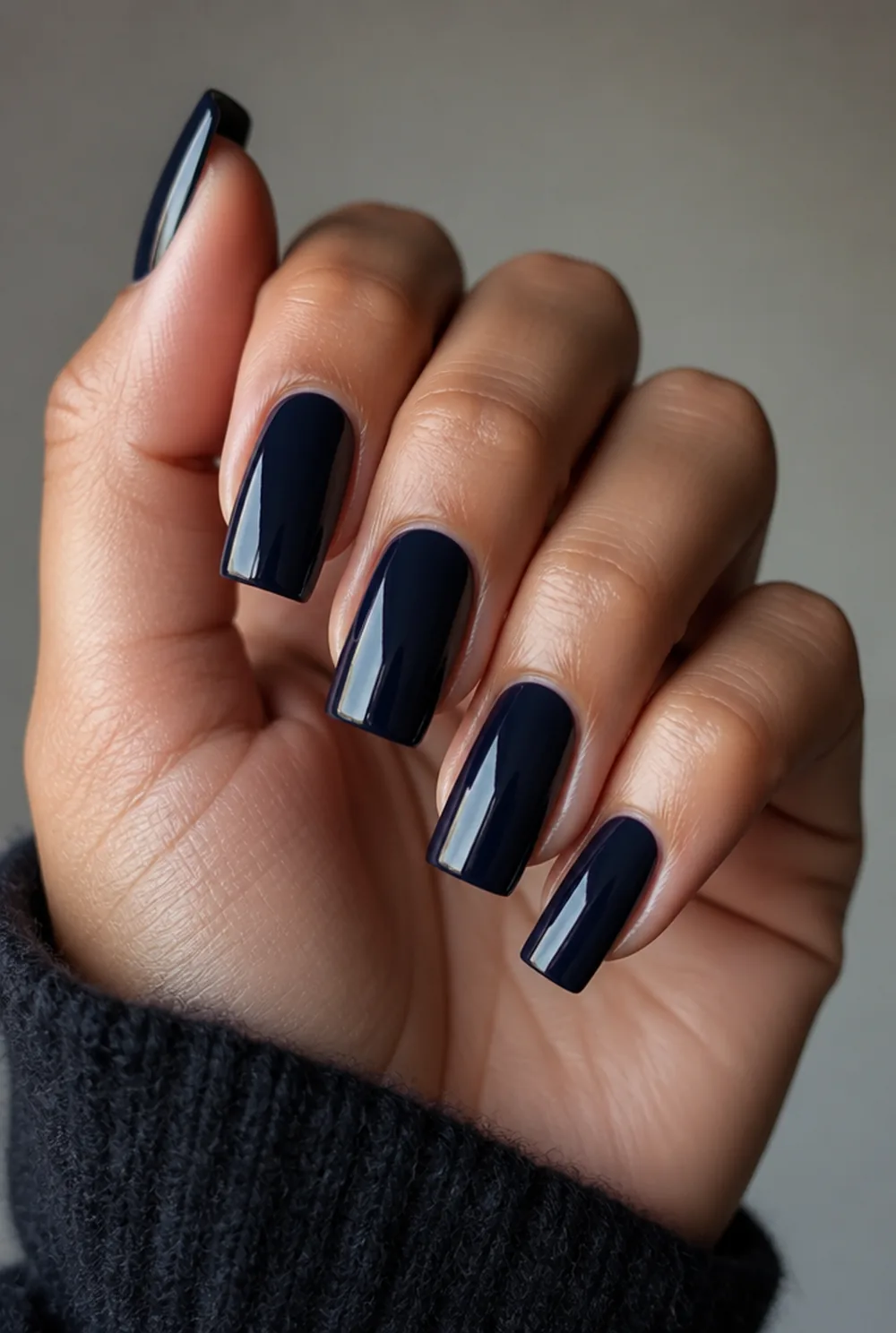 midnight navy nail art on olive skin long length - PolishedAndPrettyNails.com midnight navy nail art on olive skin, long length