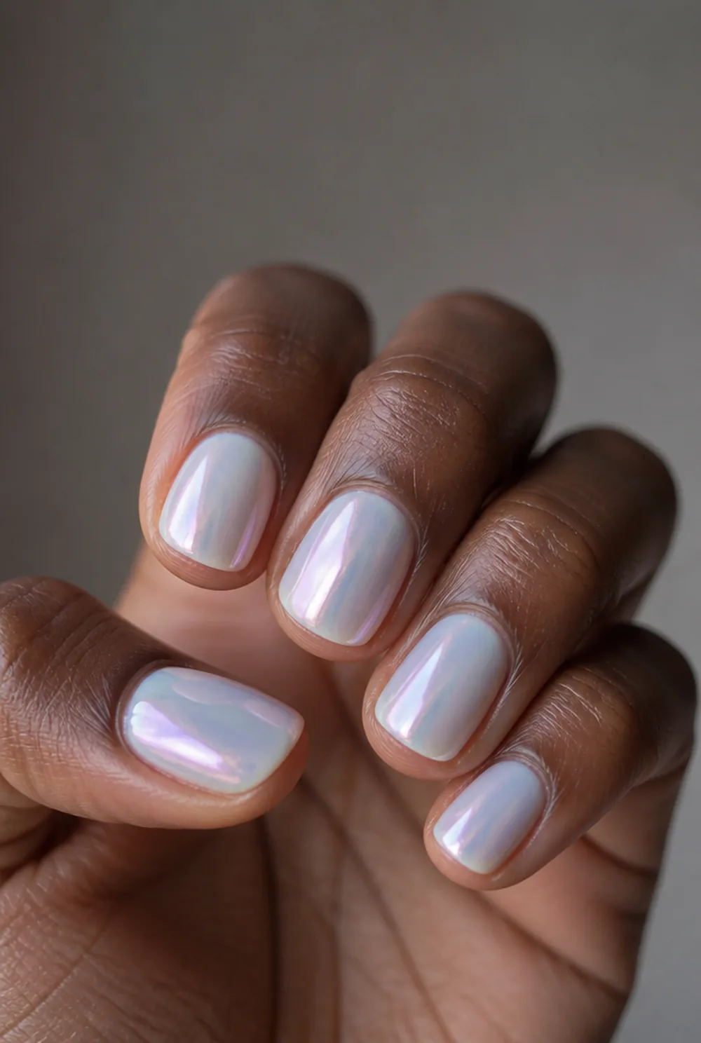 pearl glaze nail art on deep brown skin - PolishedAndPrettyNails.com pearl glaze nail art on deep brown skin