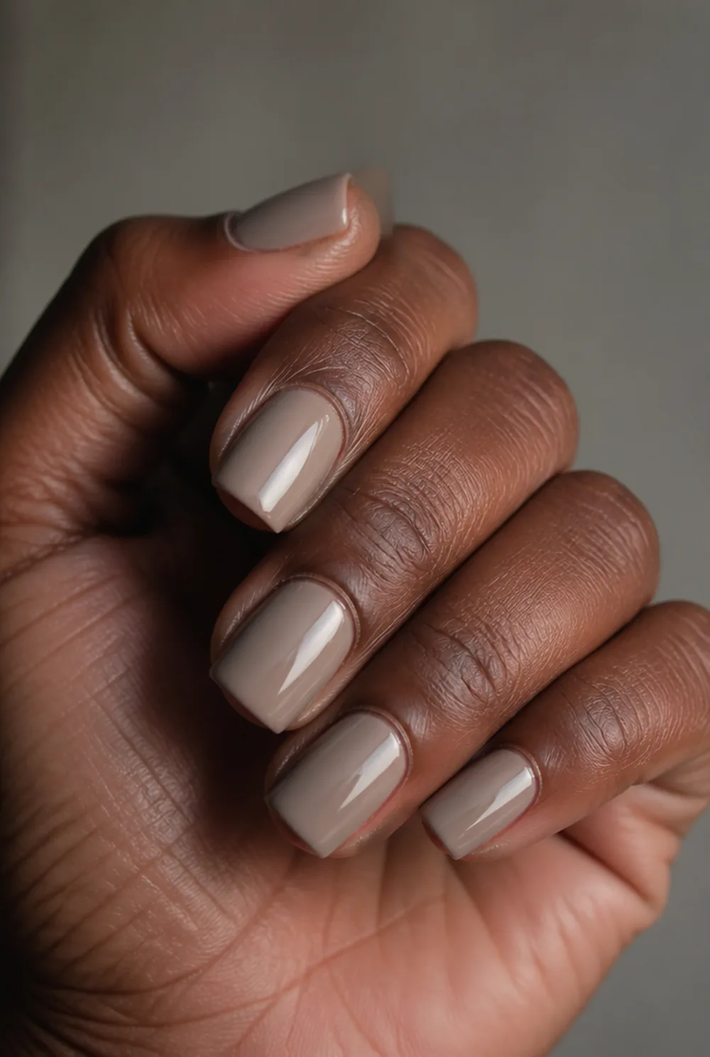 cool greige nail art on deep brown skin - PolishedAndPrettyNails.com cool greige nail art on deep brown skin