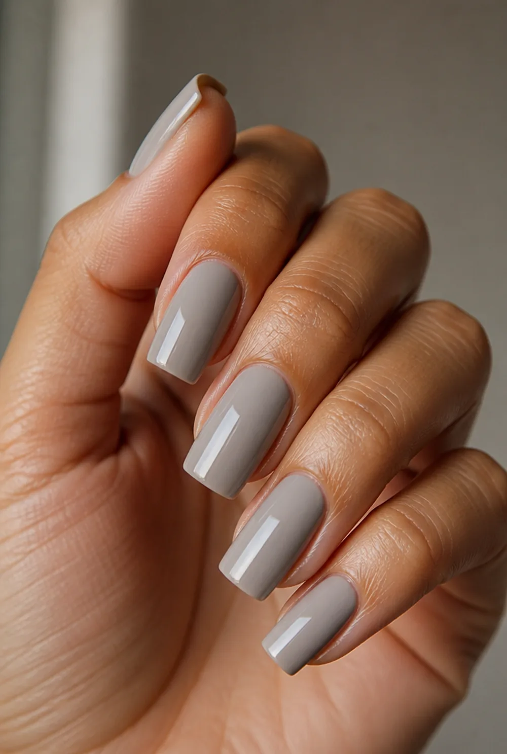 cool greige nail art on olive skin long length - PolishedAndPrettyNails.com cool greige nail art on olive skin, long length
