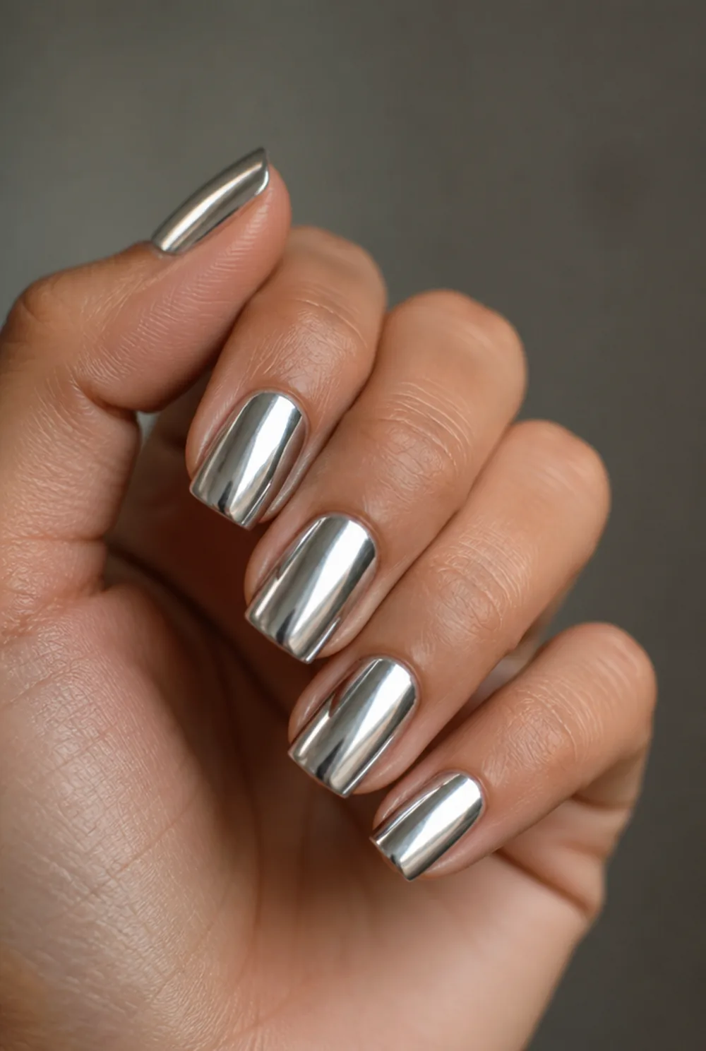 ice chrome nail art on olive skin long length - PolishedAndPrettyNails.com ice chrome nail art on olive skin, long length