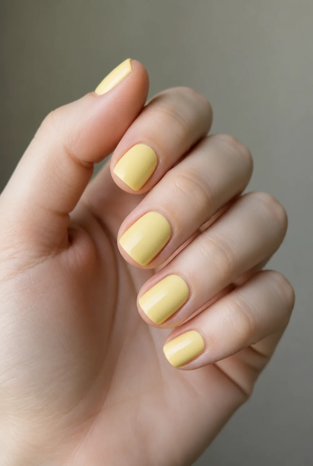 short butter squoval nail art on fair skin, short length