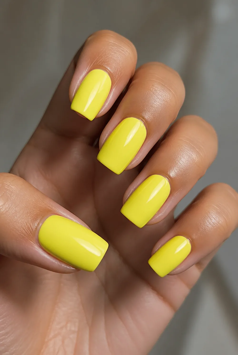 lemon nail art on olive skin, long length