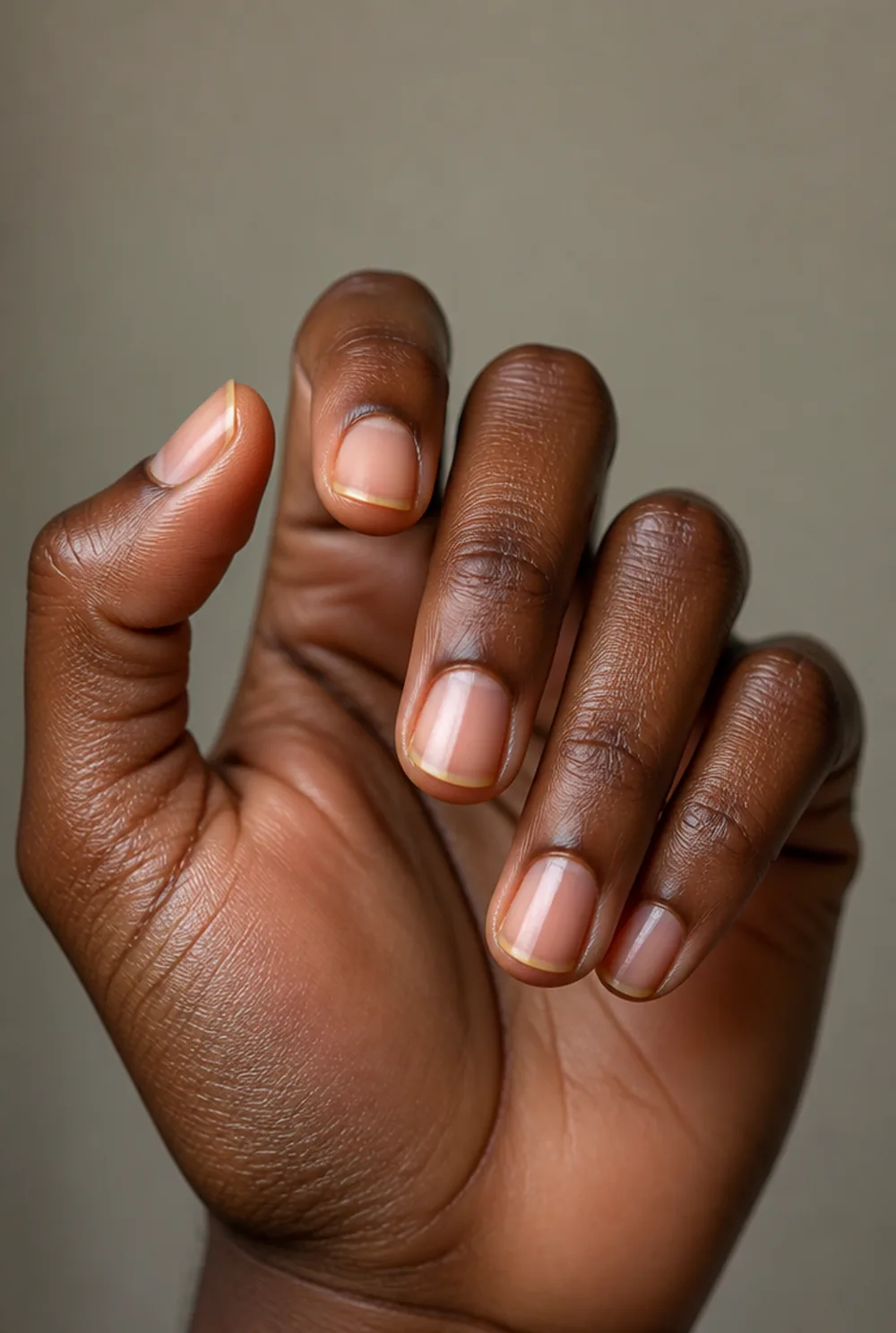 yellow micro french nail art on deep brown skin
