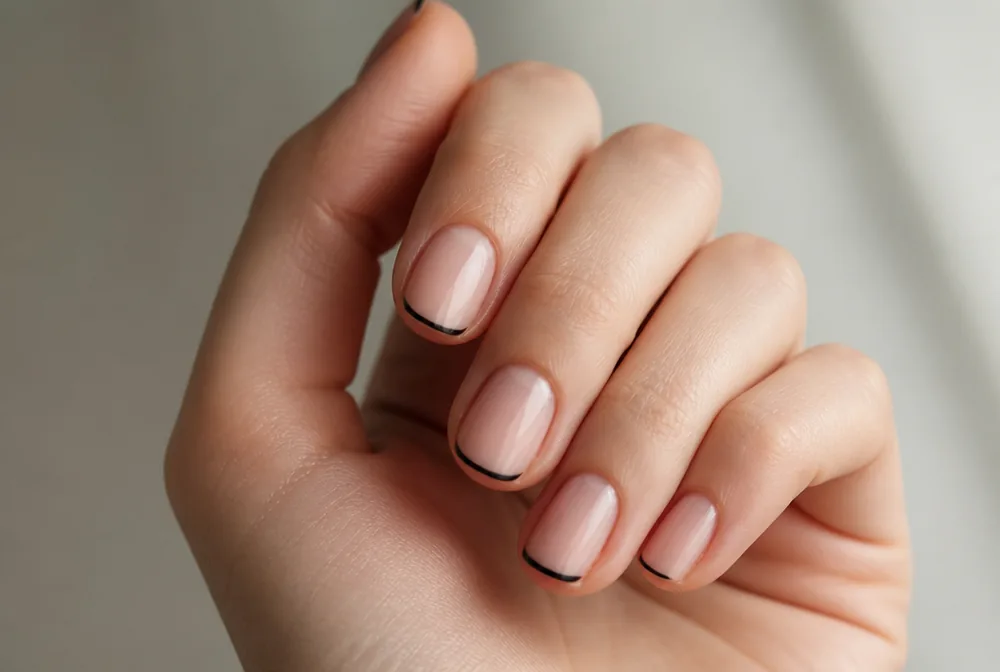 black micro French October nails