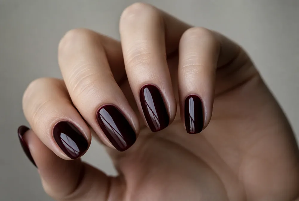 blackened cherry dark red December nails